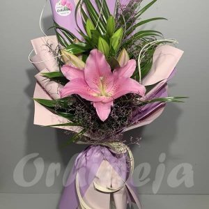 Buket - LJiljan orijental roze , cvećara Orhideja Valjevo